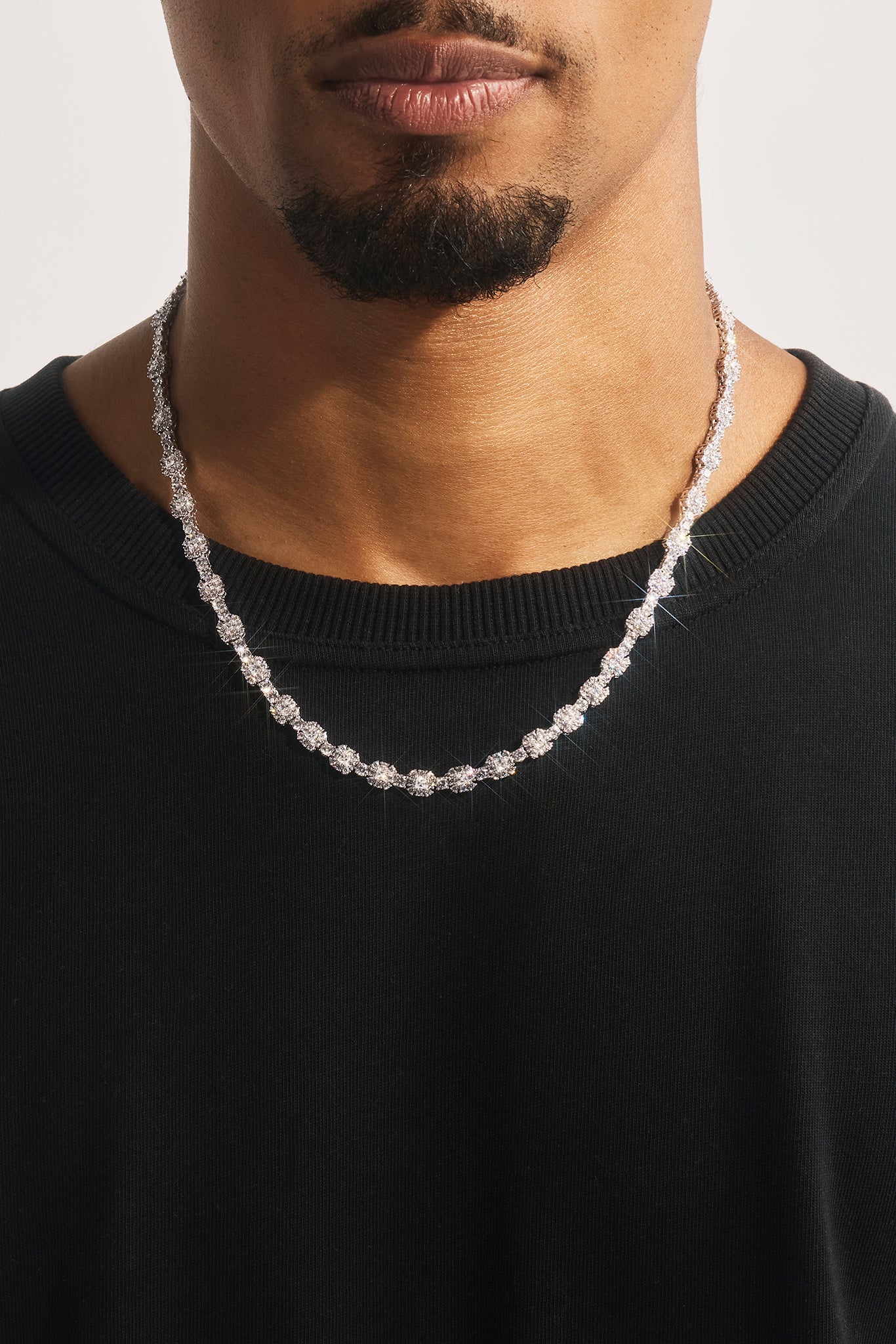 Square Stone Tennis Chain - 6mm - White
