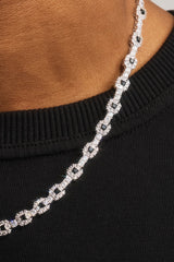 Black Square Stone Tennis Chain  - 6mm - White