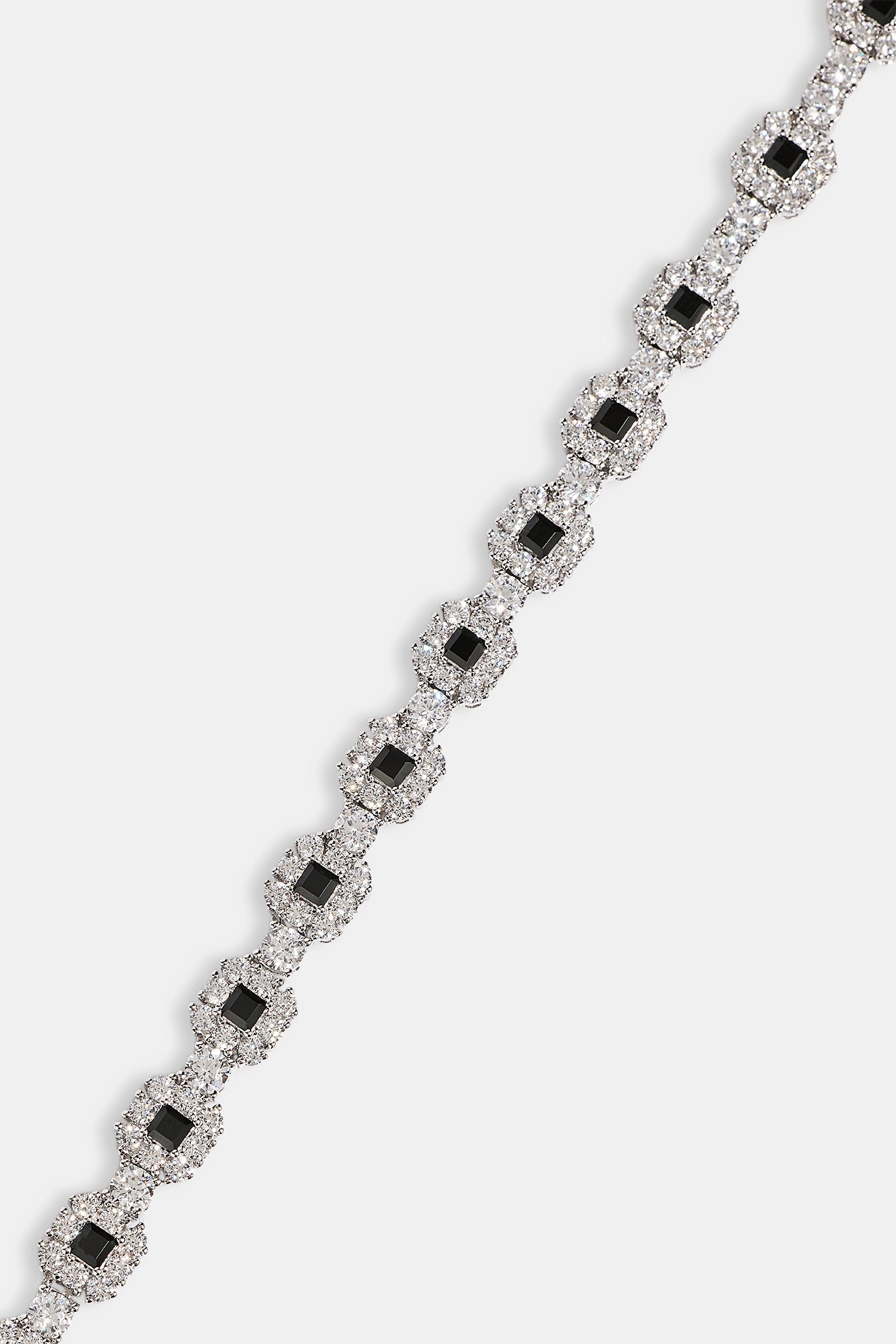 Black Square Stone Tennis Chain  - 6mm - White