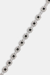 Black Square Stone Tennis Chain  - 6mm - White