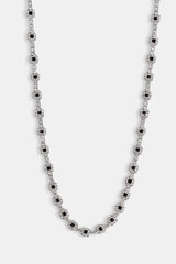Black Square Stone Tennis Chain  - 6mm - White