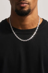Black Square Stone Tennis Chain  - 6mm - White
