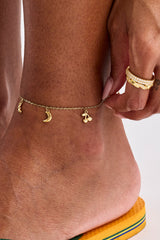 Multi Charm Anklet - 8mm - Gold