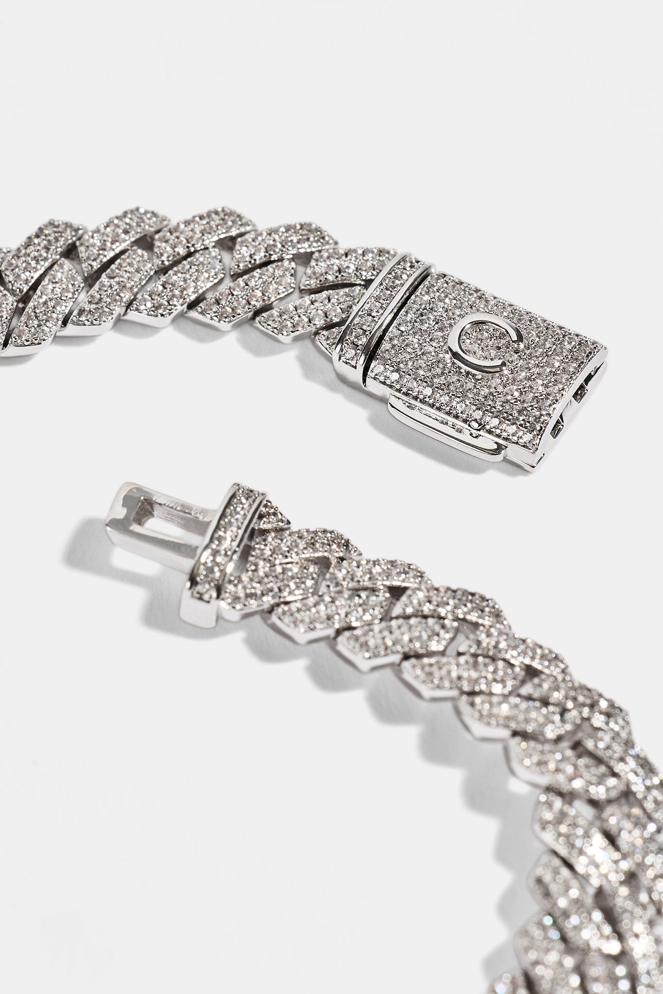 Iced Motif Cuban Bracelet - 8mm - White
