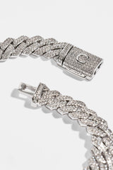 Iced Motif Cuban Bracelet - 8mm - White