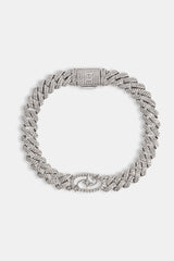 Iced Motif Cuban Bracelet - 8mm - White
