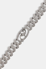 Iced Motif Cuban Bracelet - 8mm - White