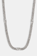 Iced Motif Cuban Chain - 8mm - White