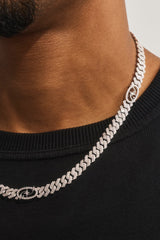 Iced Motif Cuban Chain - 8mm - White