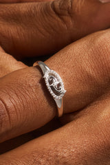 Iced Motif Star Band Ring - 7mm - White