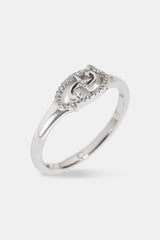 Iced Motif Star Band Ring - 7mm - White