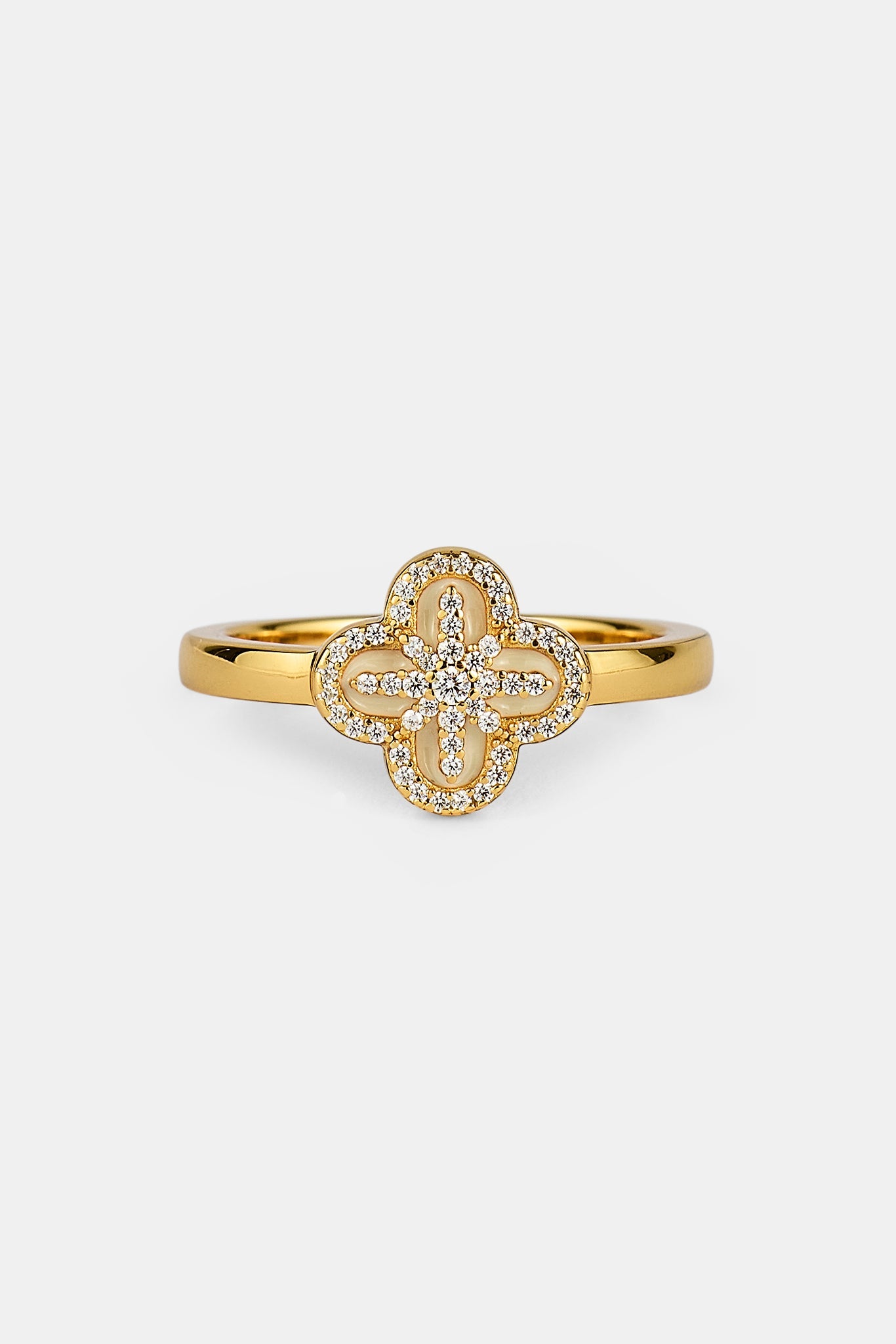 Star Motif Band Ring - 8mm - Gold