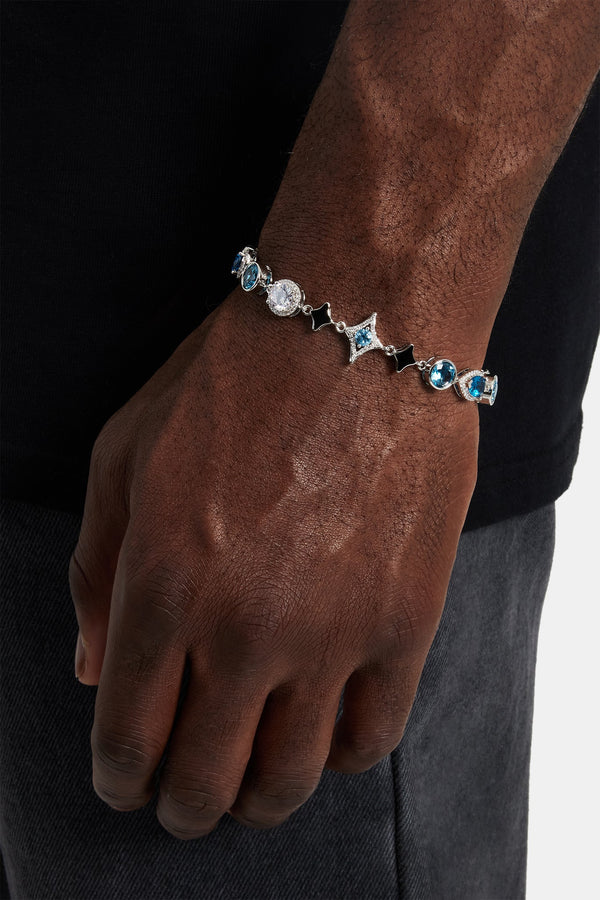 Star Motif Blue Multi Gemstone Bracelet - 10mm