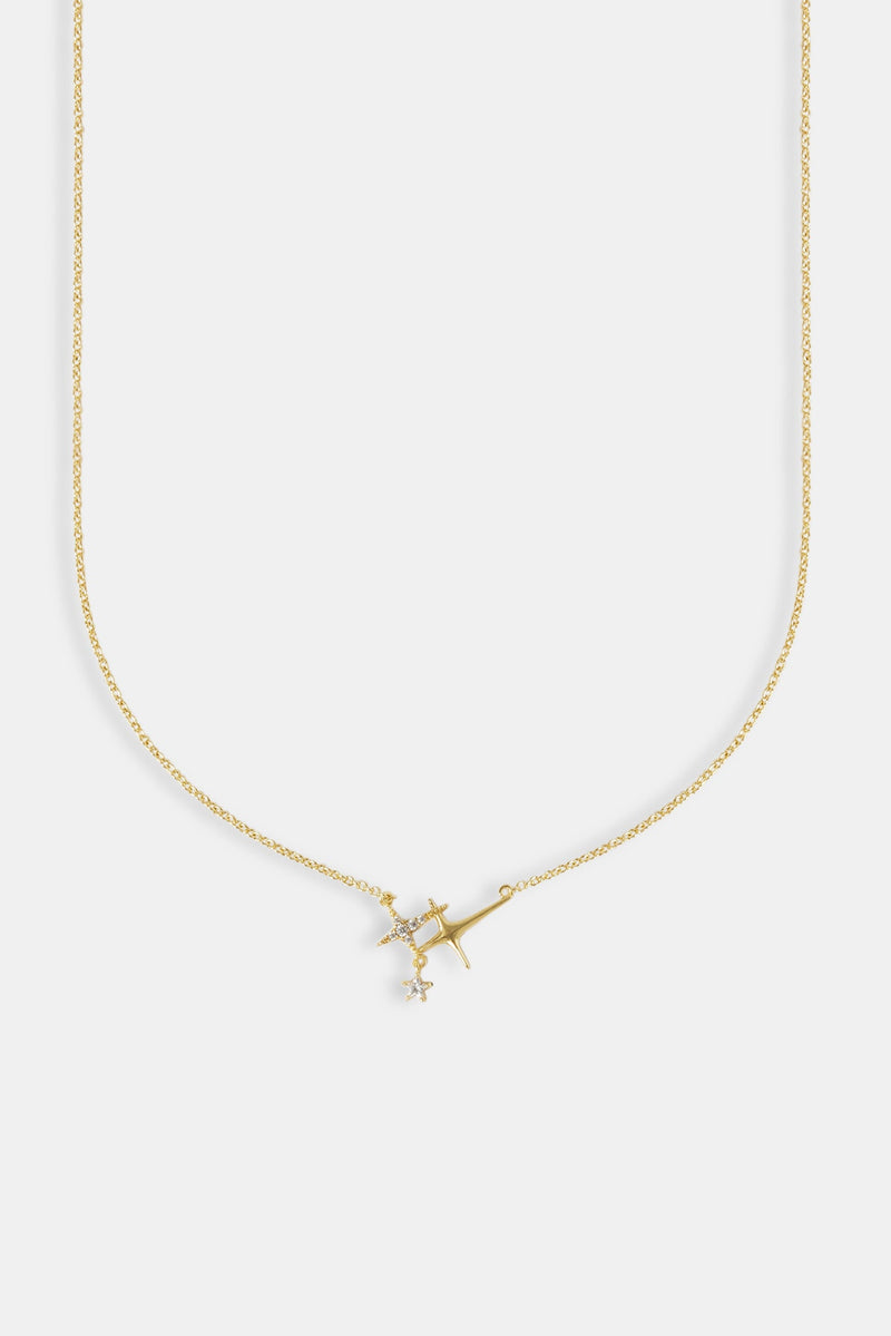 Triple Star Pendant Necklace Gold - 14mm