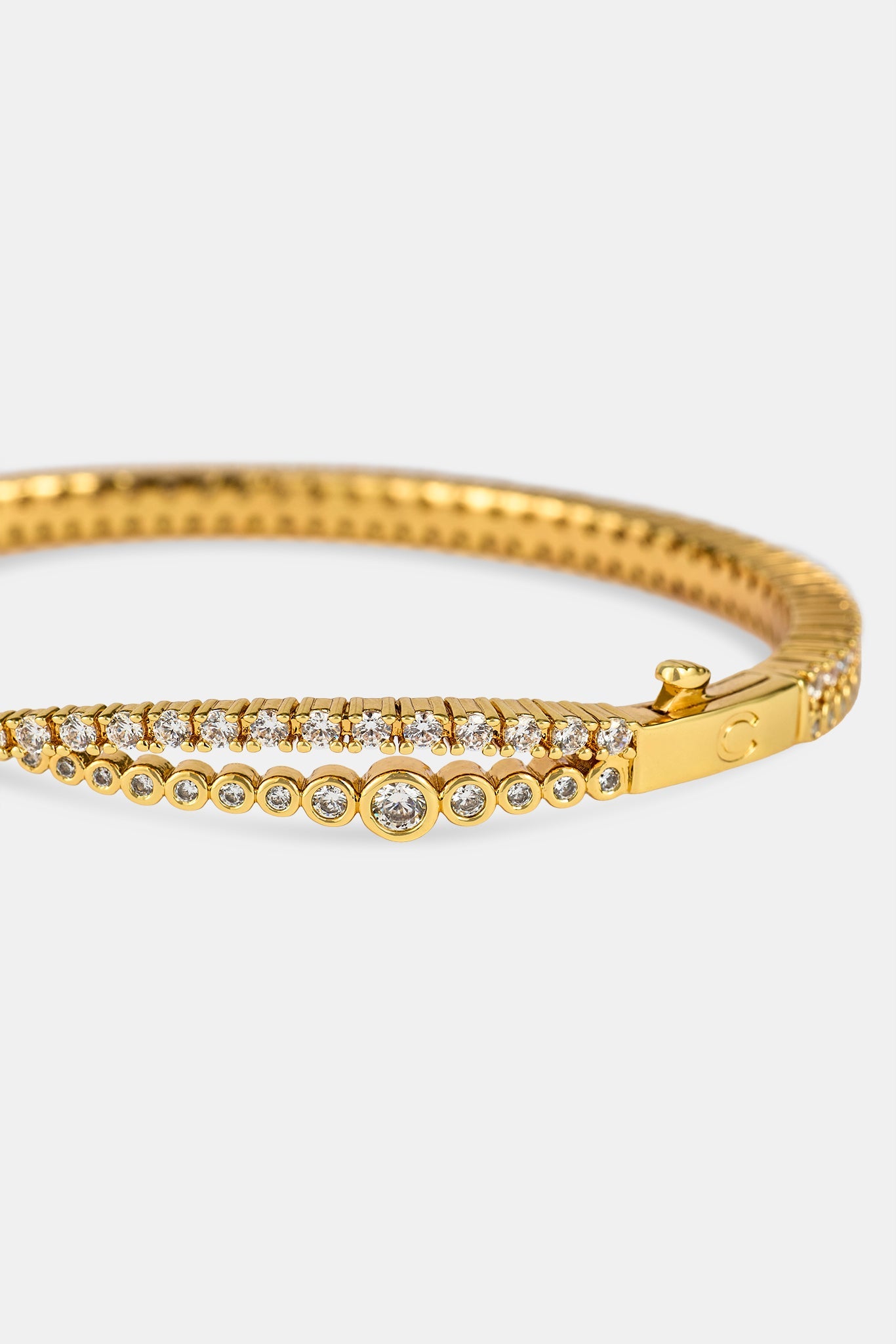 Crossover Mixed Shape Bangle - 2mm - Gold