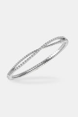 Crossover Mixed Shape Bangle - 2mm - White