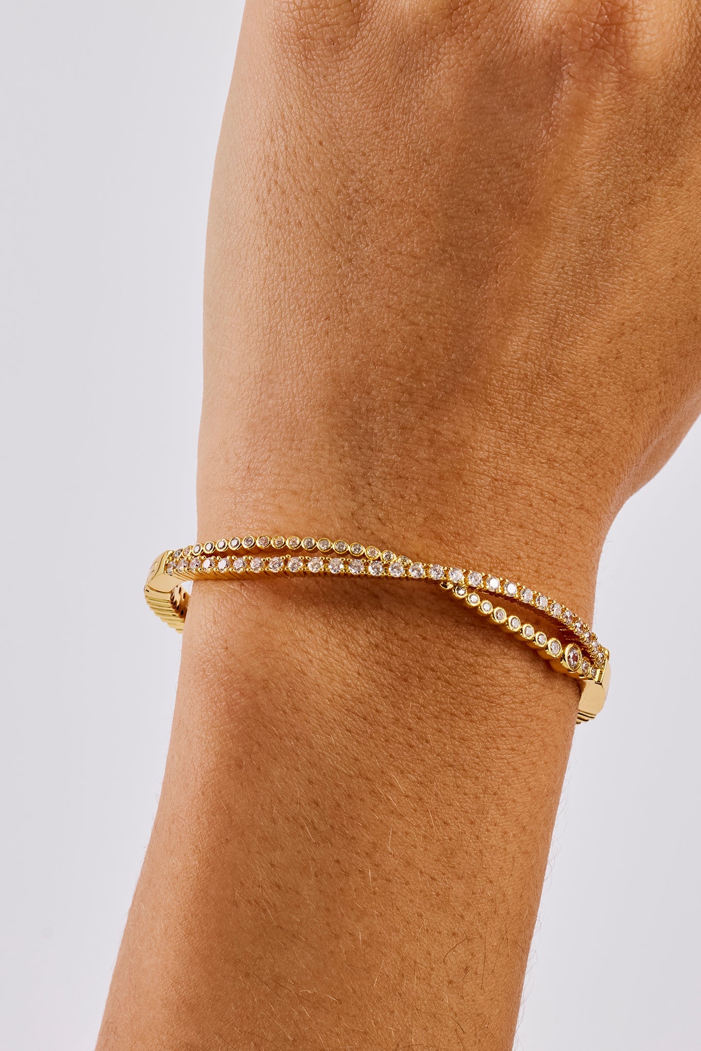 Crossover Mixed Shape Bangle - 2mm - Gold