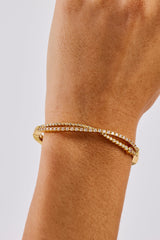 Crossover Mixed Shape Bangle - 2mm - Gold