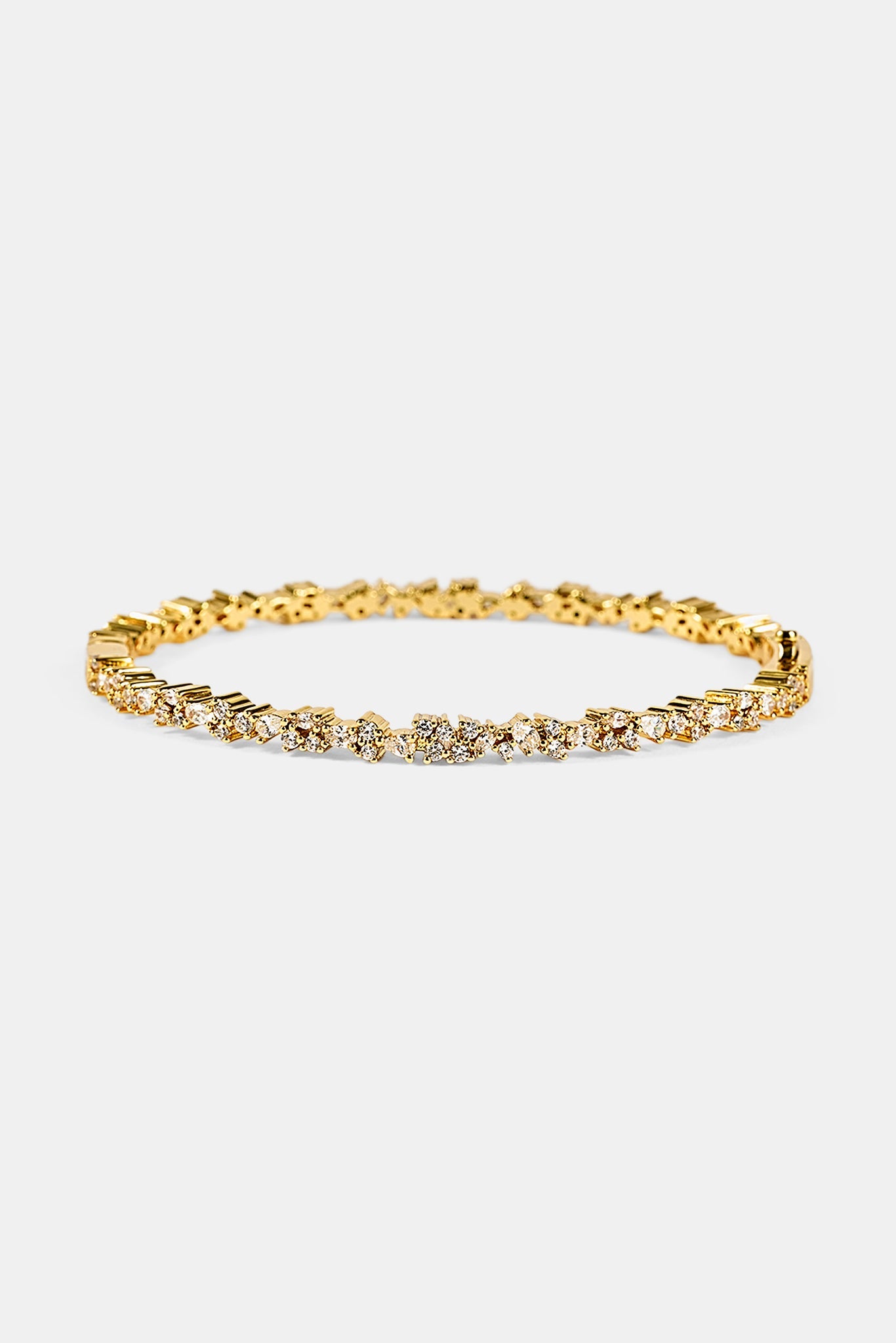 Mixed Shape Tennis Bangle - 4mm - Gold