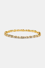 Mixed Shape Tennis Bangle - 4mm - Gold