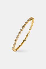 Mixed Shape Tennis Bangle - 4mm - Gold