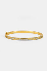 Polished & Iced Band Bangle - 4mm - Gold