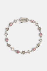 Pink Motif & Gemstone Bracelet - 6mm - White