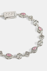 Pink Motif & Gemstone Bracelet - 6mm - White