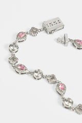 Pink Motif & Gemstone Bracelet - 6mm - White