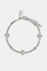 Iced Motif & Heart Cuban Bracelet - 8mm - White