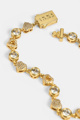 Iced & Polished Heart Multigem Bracelet - 6mm - Gold