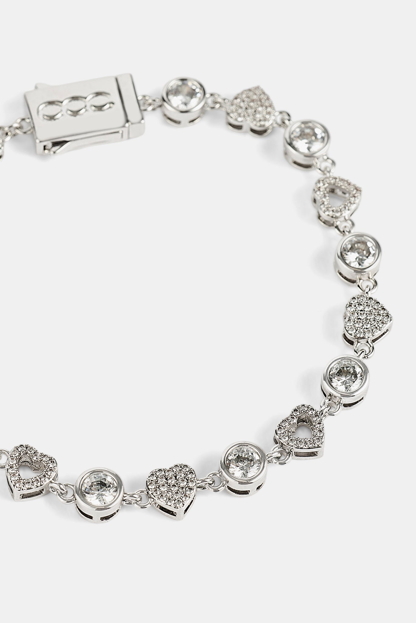 Iced & Polished Heart Multigem Bracelet - 6mm - White