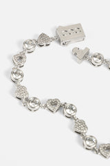 Iced & Polished Heart Multigem Bracelet - 6mm - White