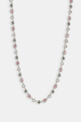 Pink Motif & Gemstone Chain - 6mm - White