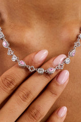 Pink Motif & Gemstone Chain - 6mm - White