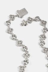 Iced Motif & Round Gemstone Chain - 8mm - White