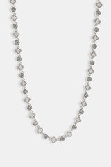 Iced Motif & Round Gemstone Chain - 8mm - White