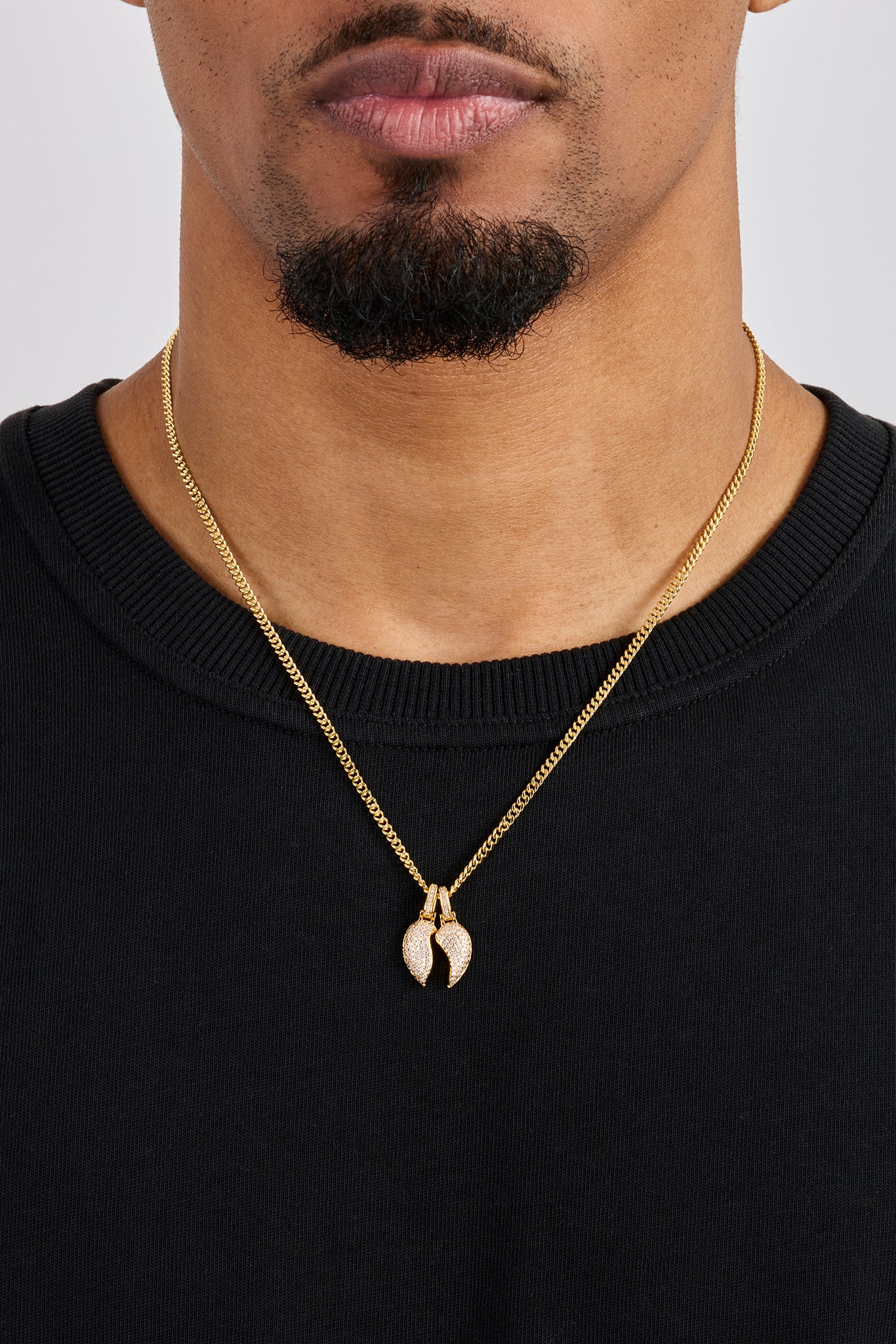 Iced Heartbreak Pendant Necklace - 15mm - Gold