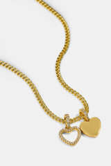 Double Layer Heart Necklace - 10mm - Gold