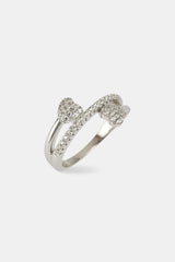 Iced Heart Twist Ring - 6mm - White