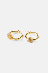 Polished Wrap Iced Hoop Earrings - 18mm