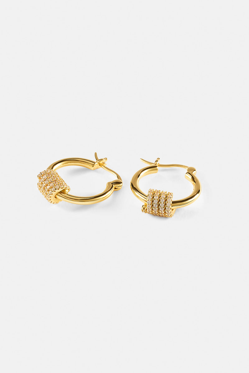 Polished Wrap Iced Hoop Earrings - 18mm