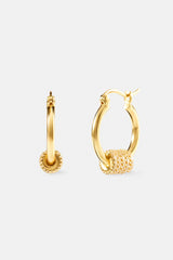 Polished Wrap Iced Hoop Earrings - 18mm