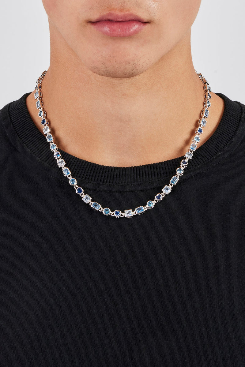 Blue String Chain Blue Mixed Gemstone Link Chain - 6mm | Mens Chains | Shop Multi ...
