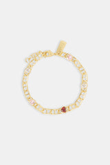 Iced Gemstone Link Bracelet - 6mm