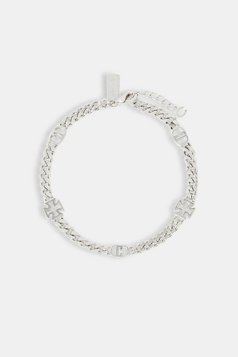 C & Cross Outline Cuban Bracelet - 6mm