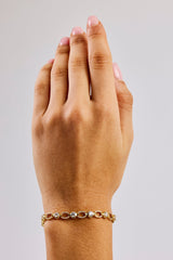 Polished & Iced Connecting Link Bracelet - 6mm - Gold