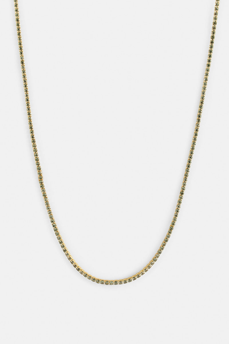 Light Green Micro Tennis Chain - 2.5mm - Gold
