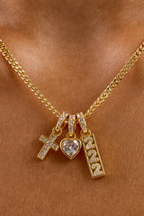 Heart Triple Motif Necklace - 12mm - Gold