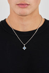 Iced Blue Baguette Motif Infinity Pendant - 15mm